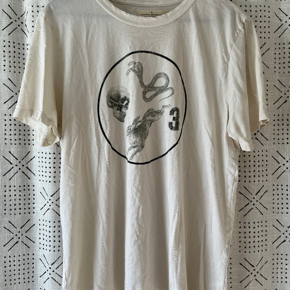 imogene + willie rare tee with snake, rabbit, skull